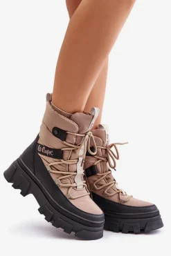 Damskie Lee Cooper Śniegowce Damskie Na Zamek LCJ-24-47-3143 Beżowe