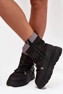 Lee Cooper Śniegowce Damskie*Śniegowce Damskie Na Zamek LCJ-25-44-3930 Czarne Czarny