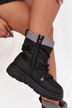 Lee Cooper Śniegowce Damskie*Śniegowce Damskie Na Zamek LCJ-25-44-3930 Czarne Czarny