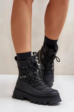 Hot Lee Cooper Śniegowce Damskie Na Zamek LCJ-24-47-3144 Czarne Czarny