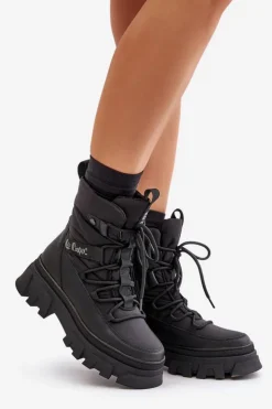 Hot Lee Cooper Śniegowce Damskie Na Zamek LCJ-24-47-3144 Czarne Czarny