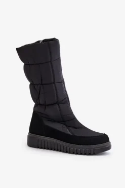 Damskie Boto Śniegowce Damskie Na Zamek Progress PROGJ-24-144 Czarne