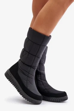 Damskie Boto Śniegowce Damskie Na Zamek Progress PROGJ-24-144 Czarne