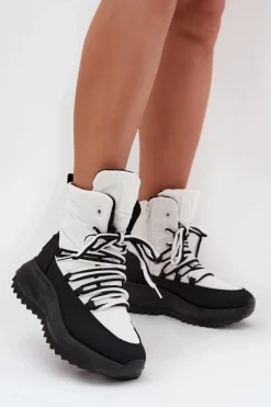 Big Star Shoes Śniegowce Damskie*Śniegowce Damskie Na Zamek Big Star SS274060 Biało-Czarne Biały