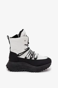 Big Star Shoes Śniegowce Damskie*Śniegowce Damskie Na Zamek Big Star SS274060 Biało-Czarne Biały