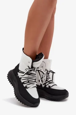 Big Star Shoes Śniegowce Damskie*Śniegowce Damskie Na Zamek Big Star SS274060 Biało-Czarne Biały