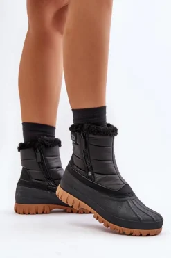 Lee Cooper Śniegowce Damskie|Damskie Trapery*Śniegowce Damskie Ocieplane Futerkiem Na Zamek LCJ-24-44-2866 Czarne