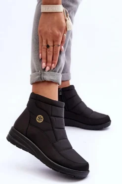 Sale Evento Śniegowce Damskie Ocieplane Czarne Helis Czarny