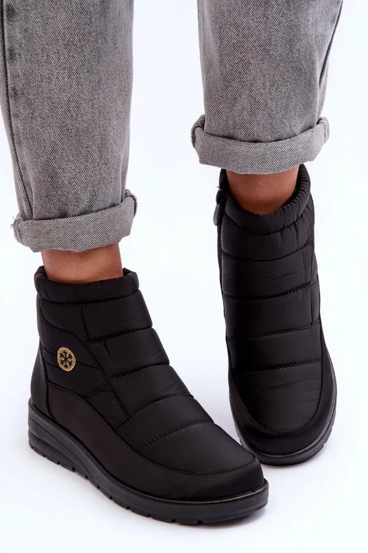 Sale Evento Śniegowce Damskie Ocieplane Czarne Helis Czarny