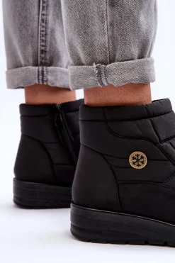 Sale Evento Śniegowce Damskie Ocieplane Czarne Helis Czarny