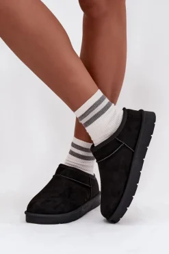 Boto Śniegowce Damskie*Śniegowce Damskie Ocieplane Futerkiem Czarne Serenne Czarny