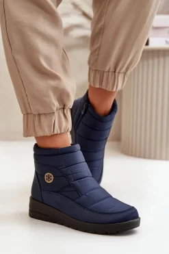 Damskie Evento Śniegowce Damskie Ocieplane Granatowe Helis