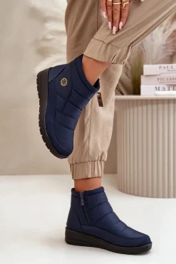 Damskie Evento Śniegowce Damskie Ocieplane Granatowe Helis