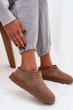 Outlet Boto Śniegowce Damskie Ocieplane Futerkiem Brązowe Serenne Brązowy