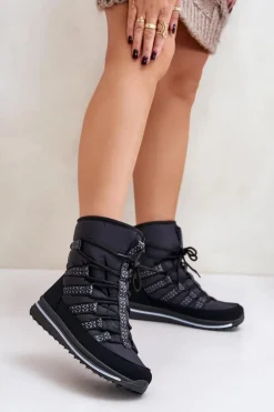 Outlet Boto Śniegowce Damskie Progress PROGJ-20-02 Czarne