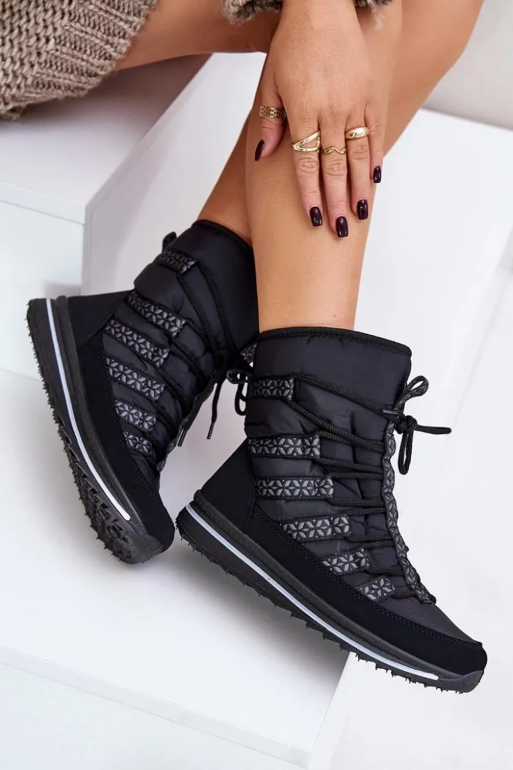 Outlet Boto Śniegowce Damskie Progress PROGJ-20-02 Czarne