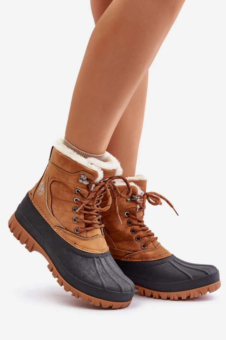 Lee Cooper Śniegowce Damskie|Damskie Trapery*Śniegowce Damskie Sznurowane Z Futerkiem LCJ-24-44-2869 Camel