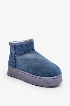 Hot Boto Śniegowce Damskie Z Brokatem Na Platformie Niebieskie Margella