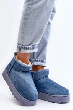 Hot Boto Śniegowce Damskie Z Brokatem Na Platformie Niebieskie Margella