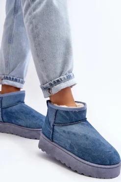 Hot Boto Śniegowce Damskie Z Brokatem Na Platformie Niebieskie Margella