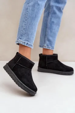 Boto Śniegowce Damskie*Śniegowce Damskie Z Eko Zamszu Czarne Noliri