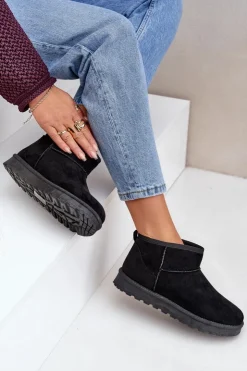 Boto Śniegowce Damskie*Śniegowce Damskie Z Eko Zamszu Czarne Noliri