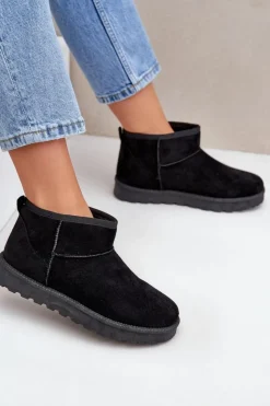 Boto Śniegowce Damskie*Śniegowce Damskie Z Eko Zamszu Czarne Noliri