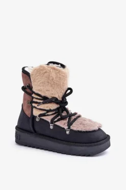 Discount D.Franklin Śniegowce Damskie Z Futerkiem DFSH370012 Czarne Czarny