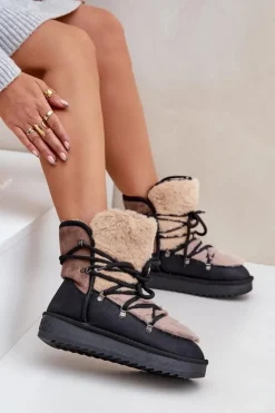 Discount D.Franklin Śniegowce Damskie Z Futerkiem DFSH370012 Czarne Czarny