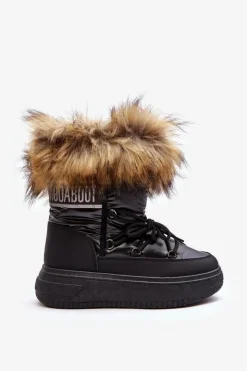 Damskie Evento Śniegowce Damskie Z Futerkiem Na Platformie Czarne Nabilla