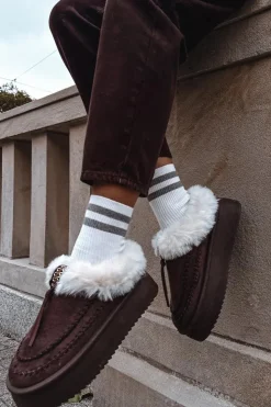 New Boto Śniegowce Damskie Z Futerkiem Na Platformie Czekoladowe Rosmira Brązowy