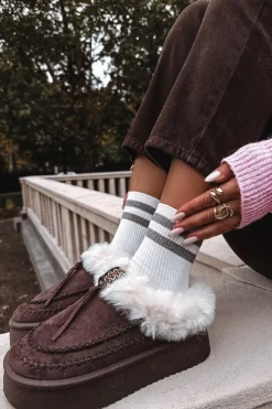 New Boto Śniegowce Damskie Z Futerkiem Na Platformie Czekoladowe Rosmira Brązowy