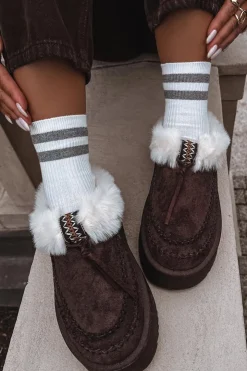 New Boto Śniegowce Damskie Z Futerkiem Na Platformie Czekoladowe Rosmira Brązowy