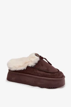 New Boto Śniegowce Damskie Z Futerkiem Na Platformie Czekoladowe Rosmira Brązowy