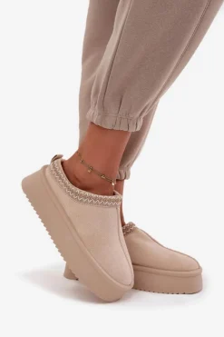 Boto Śniegowce Damskie*Śniegowce Damskie Z Haftem Jasnobeżowe Pristina