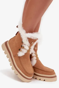 Lee Cooper Śniegowce Damskie|Damskie Trapery*Śniegowce Damskie Z Naturalnego Zamszu LCJ-25-01-3738 Camel