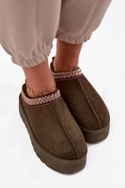 Damskie Boto Śniegowce Damskie Z Ozdobnym Haftem Ciemnozielone Jenira