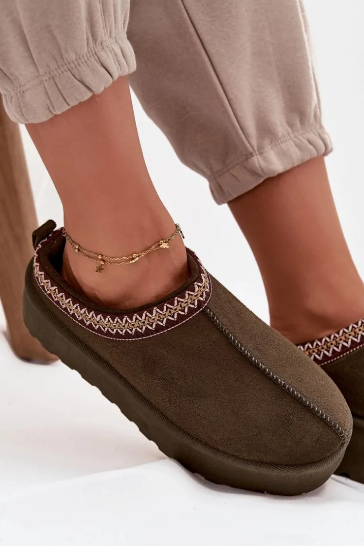 Damskie Boto Śniegowce Damskie Z Ozdobnym Haftem Ciemnozielone Jenira