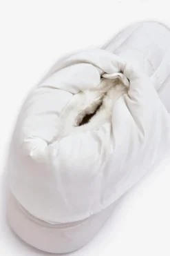 Boto Śniegowce Damskie Z Ozdobnym Wiązaniem Białe Siracna Biały