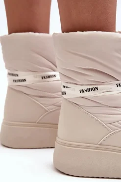 Damskie Boto Śniegowce Damskie Z Ozdobnym Wiązaniem Jasnobeżowe Siracna