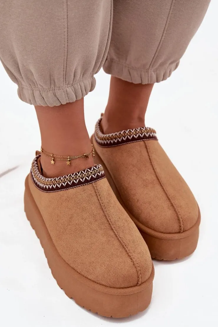 Boto Śniegowce Damskie*Śniegowce Damskie Z Ozdobnym Haftem Camel Jenira