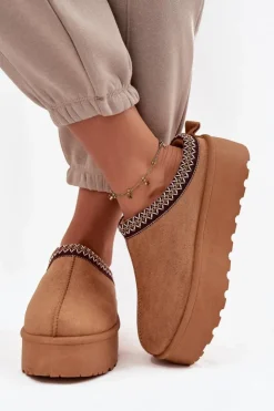 Boto Śniegowce Damskie*Śniegowce Damskie Z Ozdobnym Haftem Camel Jenira