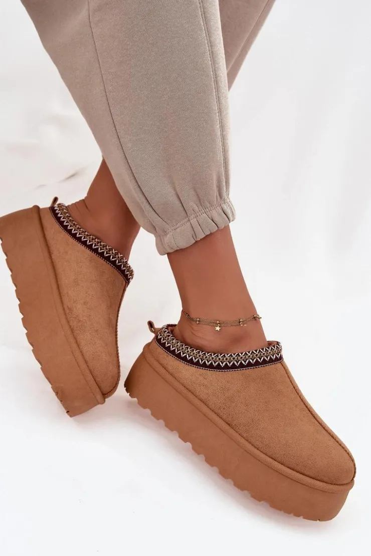 Boto Śniegowce Damskie*Śniegowce Damskie Z Ozdobnym Haftem Camel Jenira