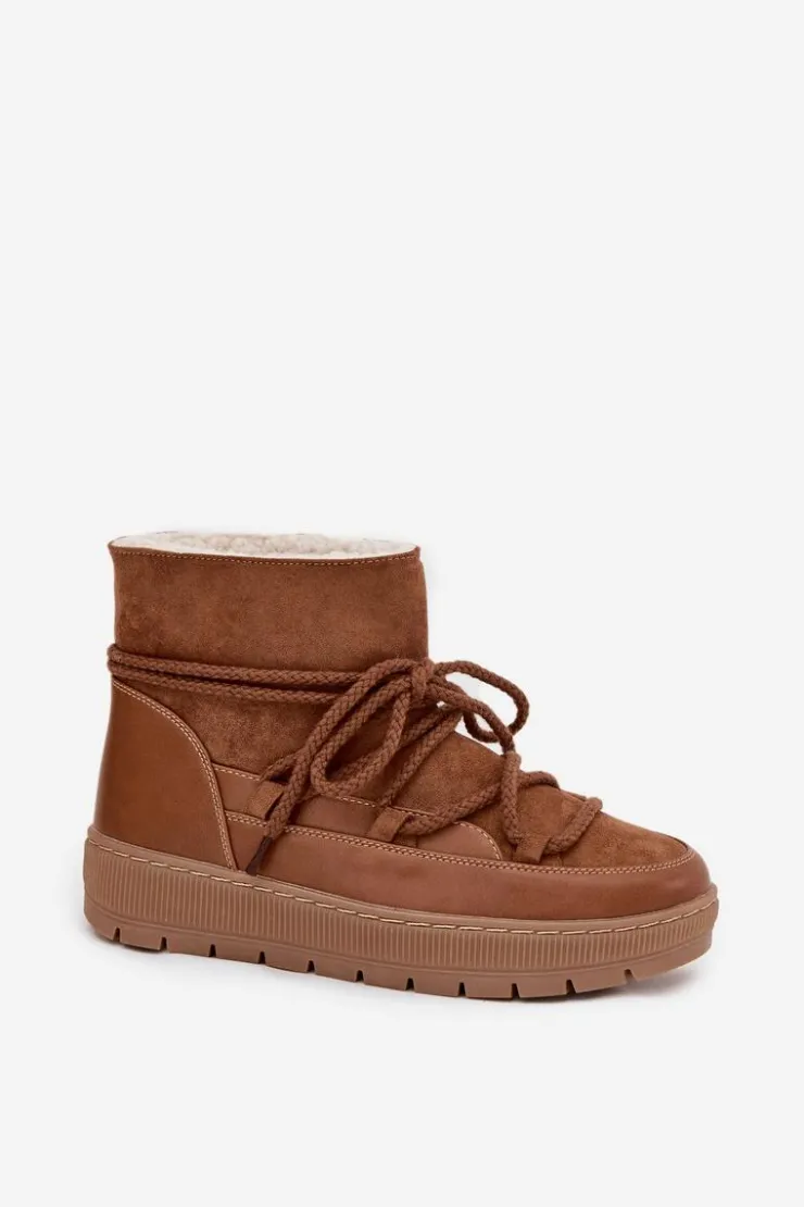 Boto Śniegowce Damskie*Śniegowce Damskie Z Wiązaniem Camel Rebekah Brązowy