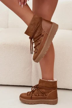 Boto Śniegowce Damskie*Śniegowce Damskie Z Wiązaniem Camel Rebekah Brązowy