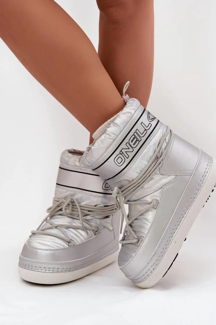 Clearance O'Neill Śniegowce Damskie Z Wiązaniem LISA WOMEN HIGH 90253012.99S Srebrne Srebrny