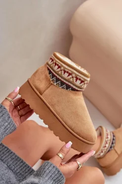 Damskie Boto Śniegowce Damskie Ze Wzorem Na Platformie Camel Avatharia