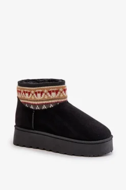 Damskie Boto Śniegowce Damskie Ze Wzorem Na Platformie Czarne Avatharia