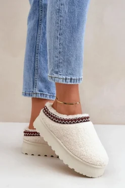 Online Boto Śniegowce Kapcie Na Platformie Z Futerkiem Typu Baranek Jasnobeżowe Ovirissa