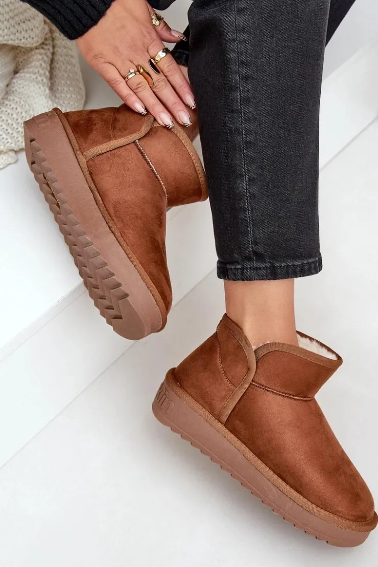 D.Franklin Śniegowce Damskie*Śniegowce Na Platformie Damskie DFSH370010 Brązowe Brązowy